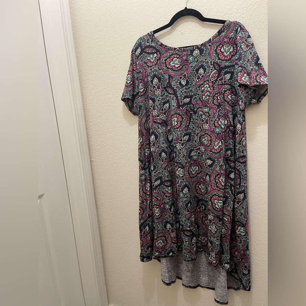 LuLaRoe Paisley Dress in Pink & Teal